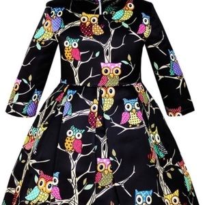 Girls size 12 satin owl black dress